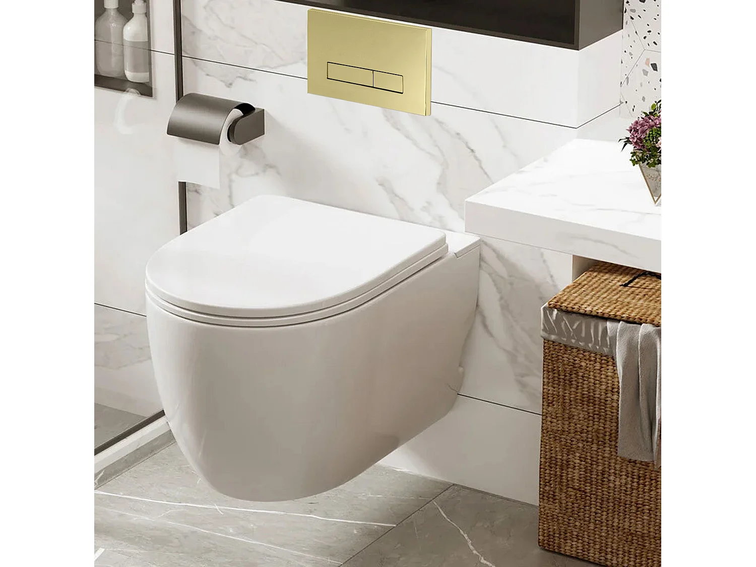 Bâti Support Wc Avec Plaque De Commande Type H Rea Gold