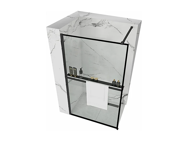 Duschwand Rea Bler 120 Black + Handtuchhalter Evo