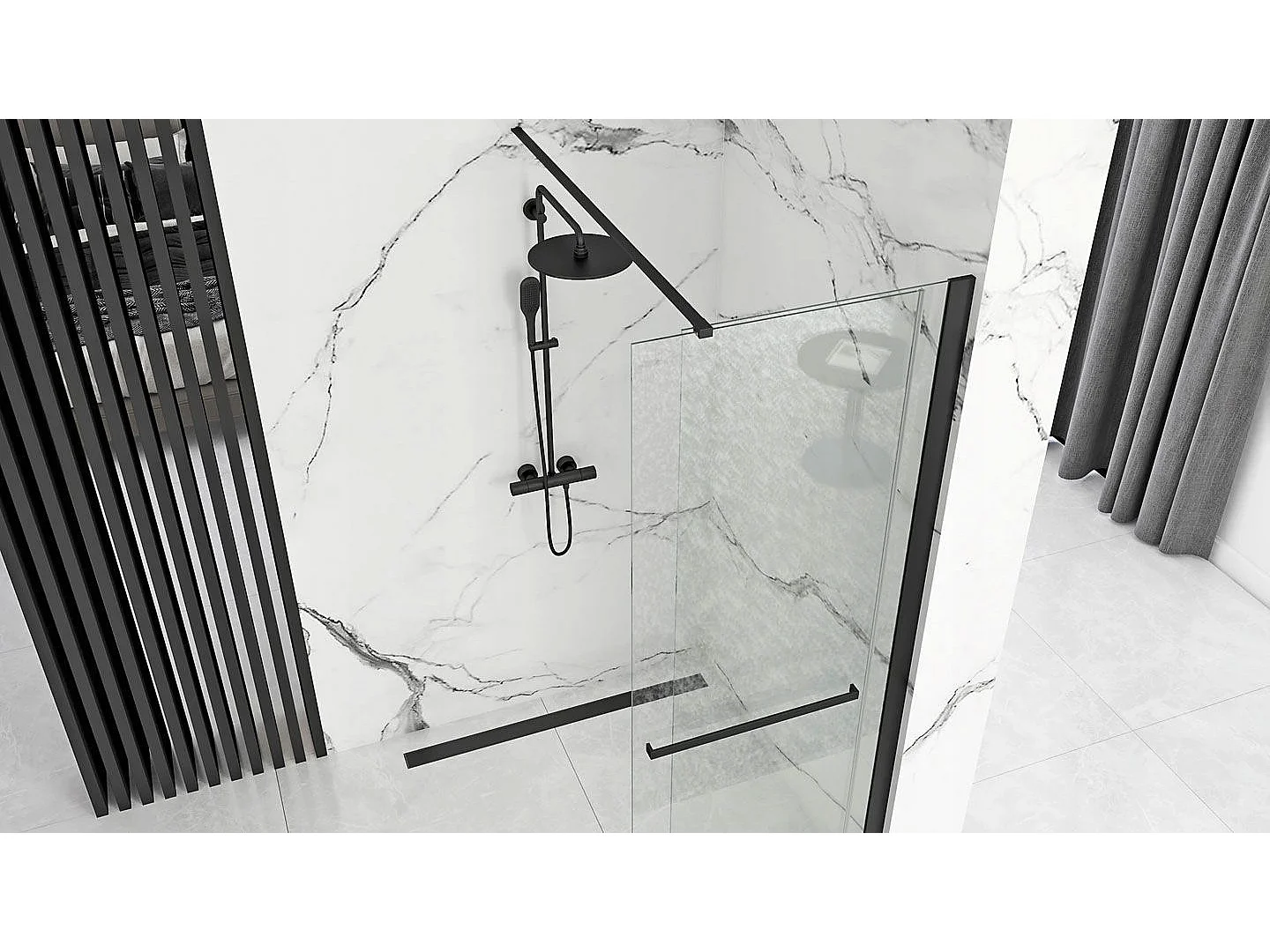 Duschwand Rea Cortis 100 Black