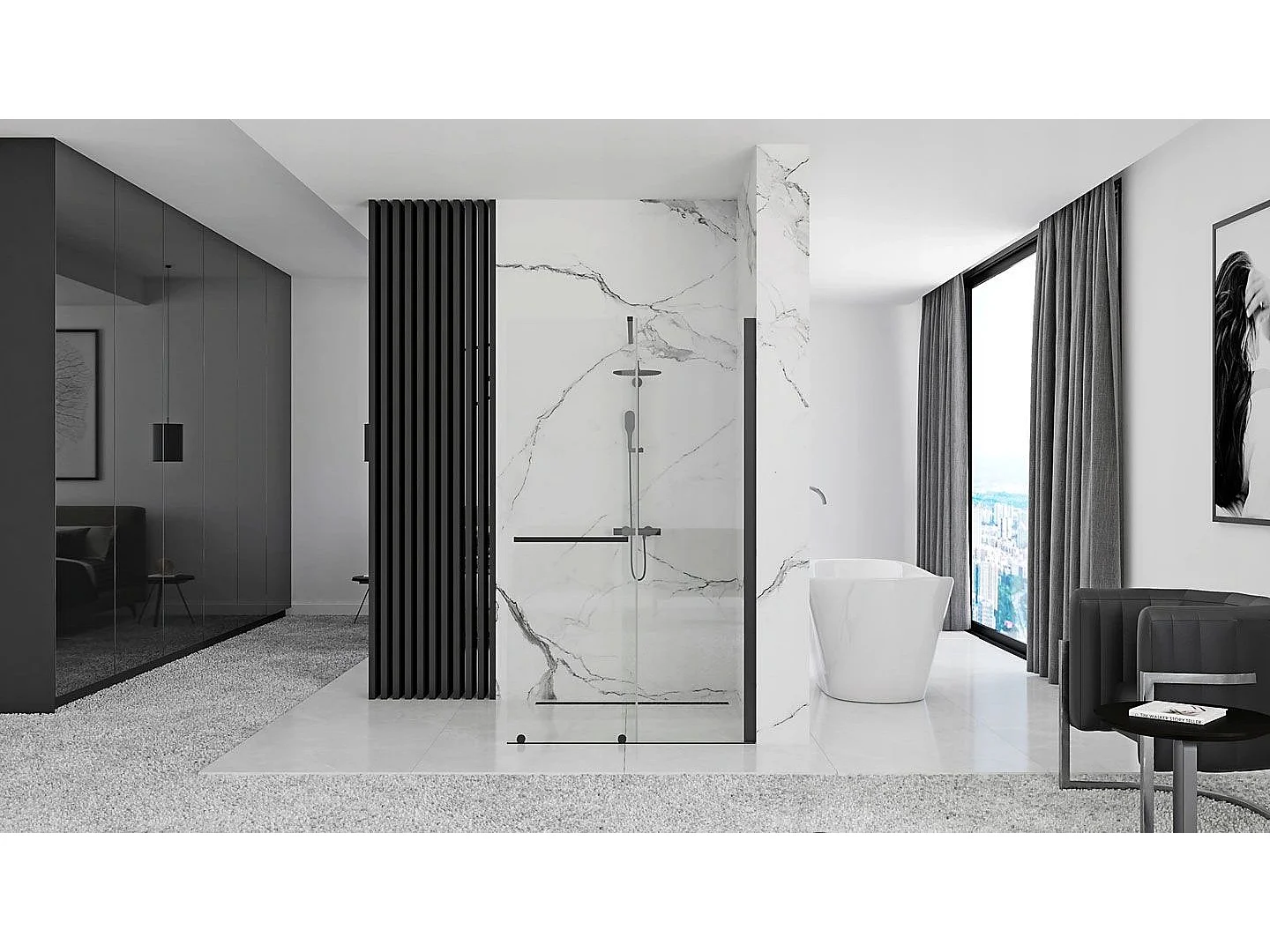 Duschwand Rea Cortis 100 Black