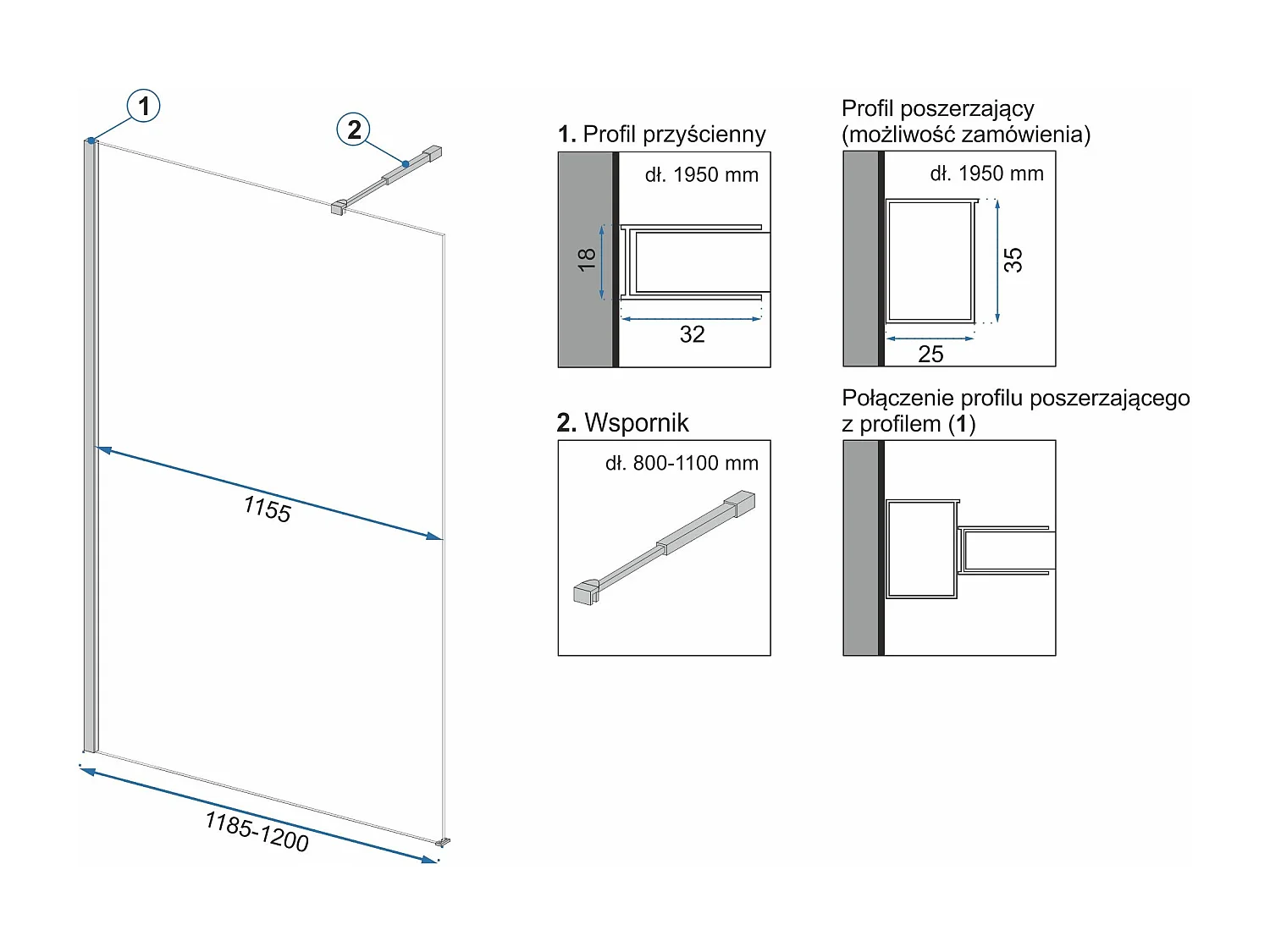 Parede De Chuveiro Rea Aero N 120 Chrome + Prateleira E Cabide Evo