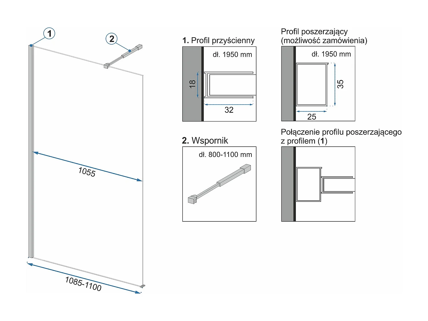 Parede De Chuveiro Rea Aero N 110 Chrome