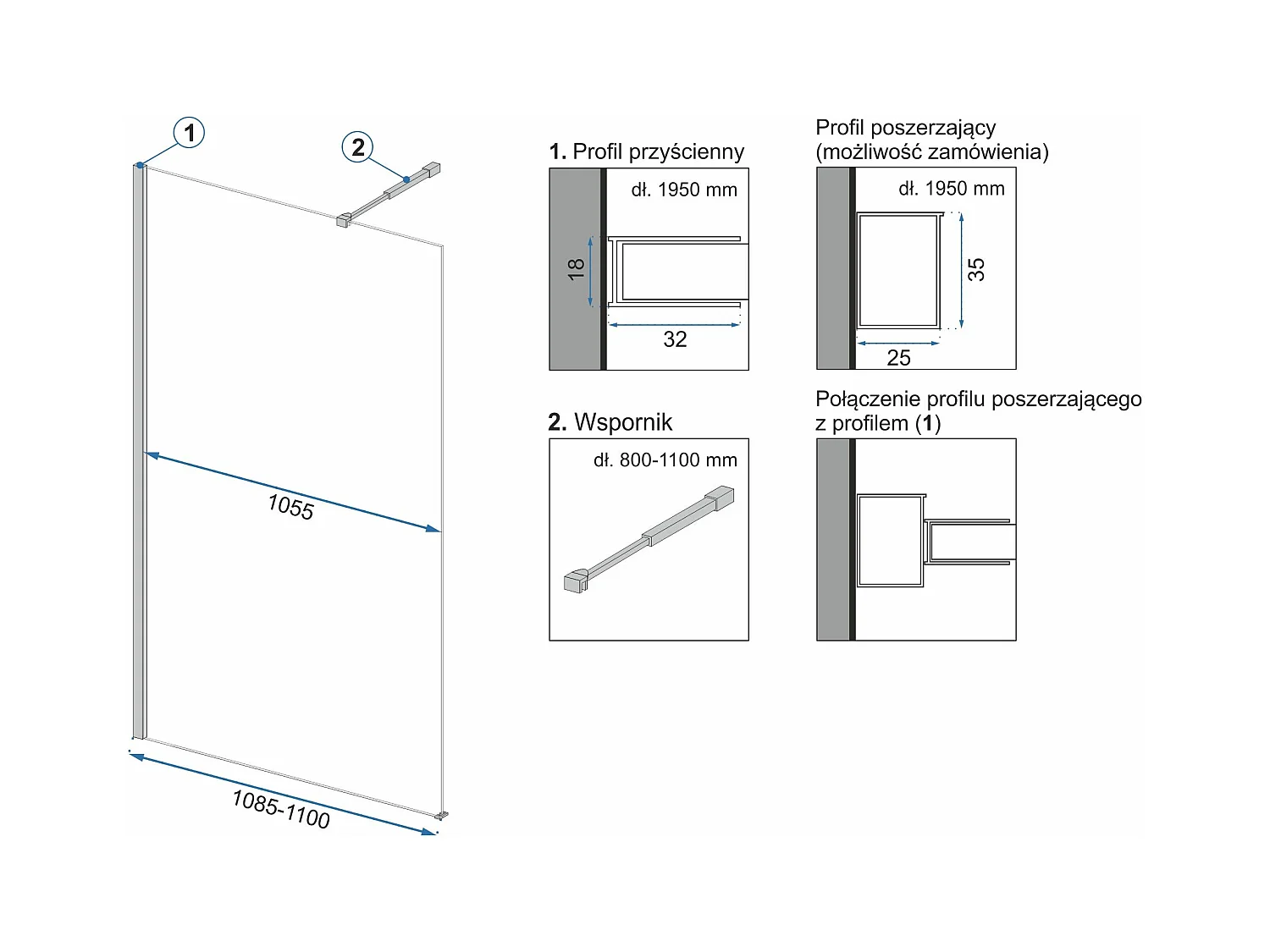 Paroi De Douche Rea Aero N 110 Chrome