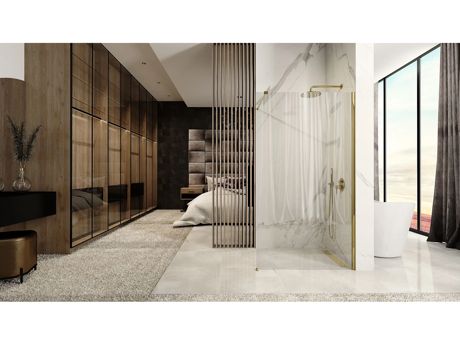 Paroi De Douche Rea Aero Walk In 100 Gold