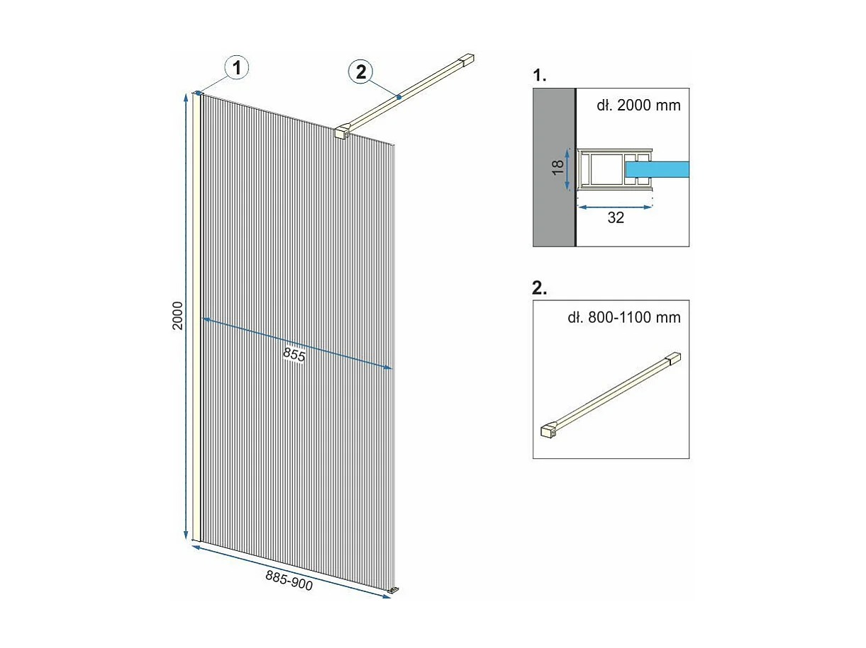 Duschwand Rea Aero Intimo 90 Black