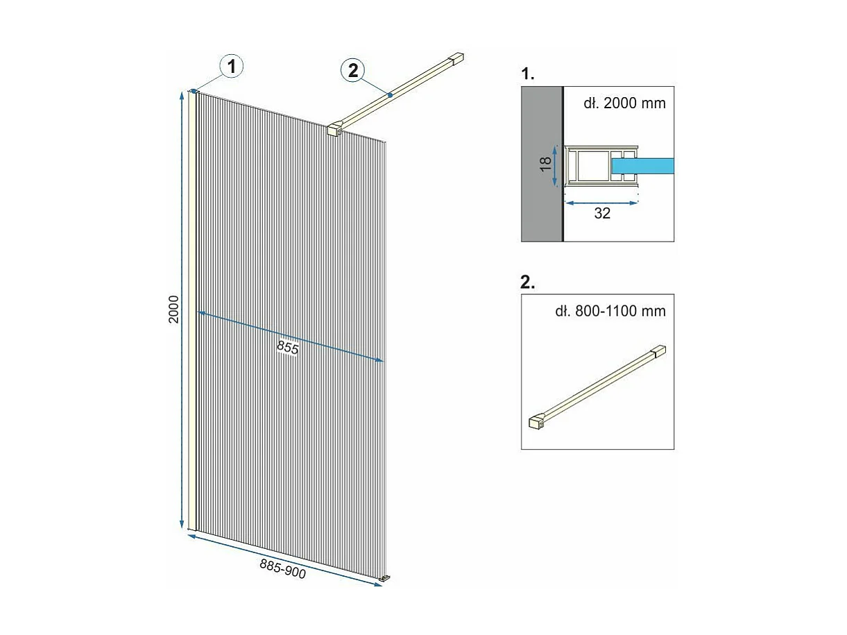 Paroi De Douche Rea Aero Intimo 90 Brush Gold