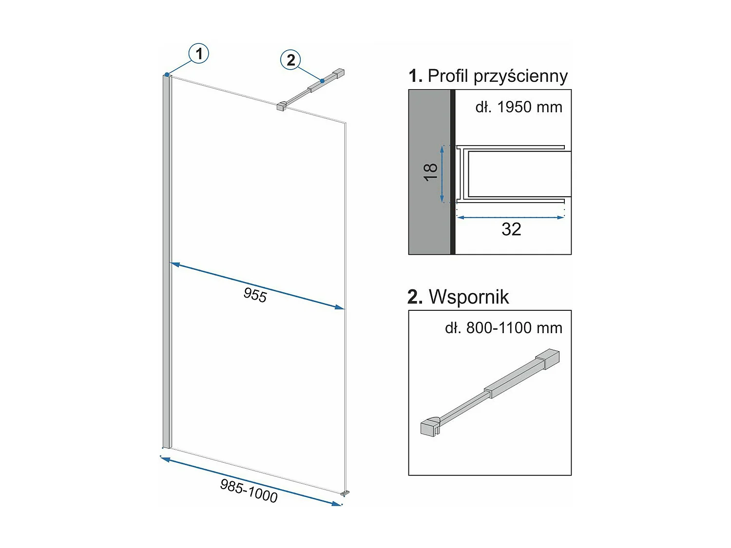Paroi De Douche Rea Aero Ombre 100 Black