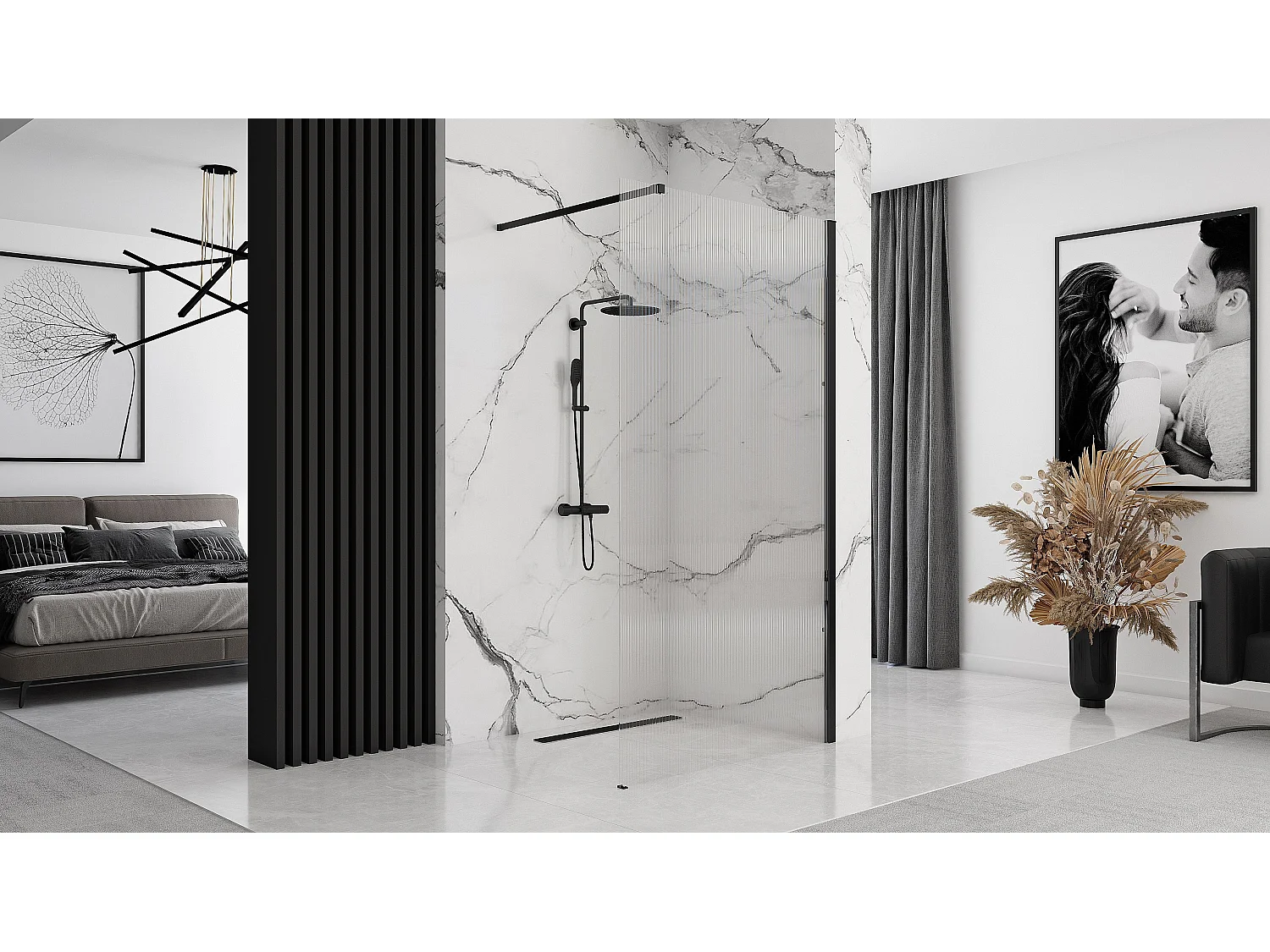 Duschwand Rea Aero Intimo 120 Black