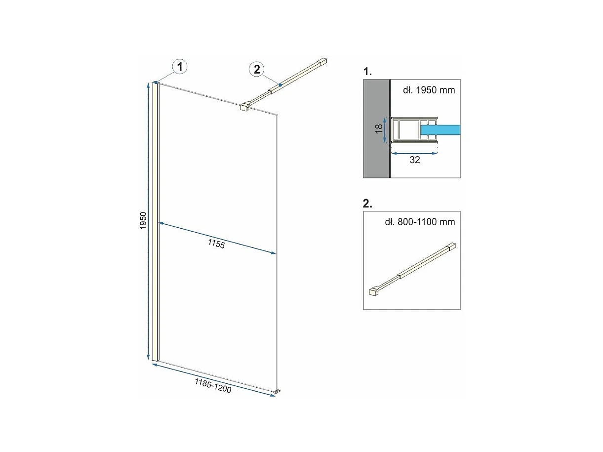 Parete Doccia Rea Aero Walk In 120 Gold