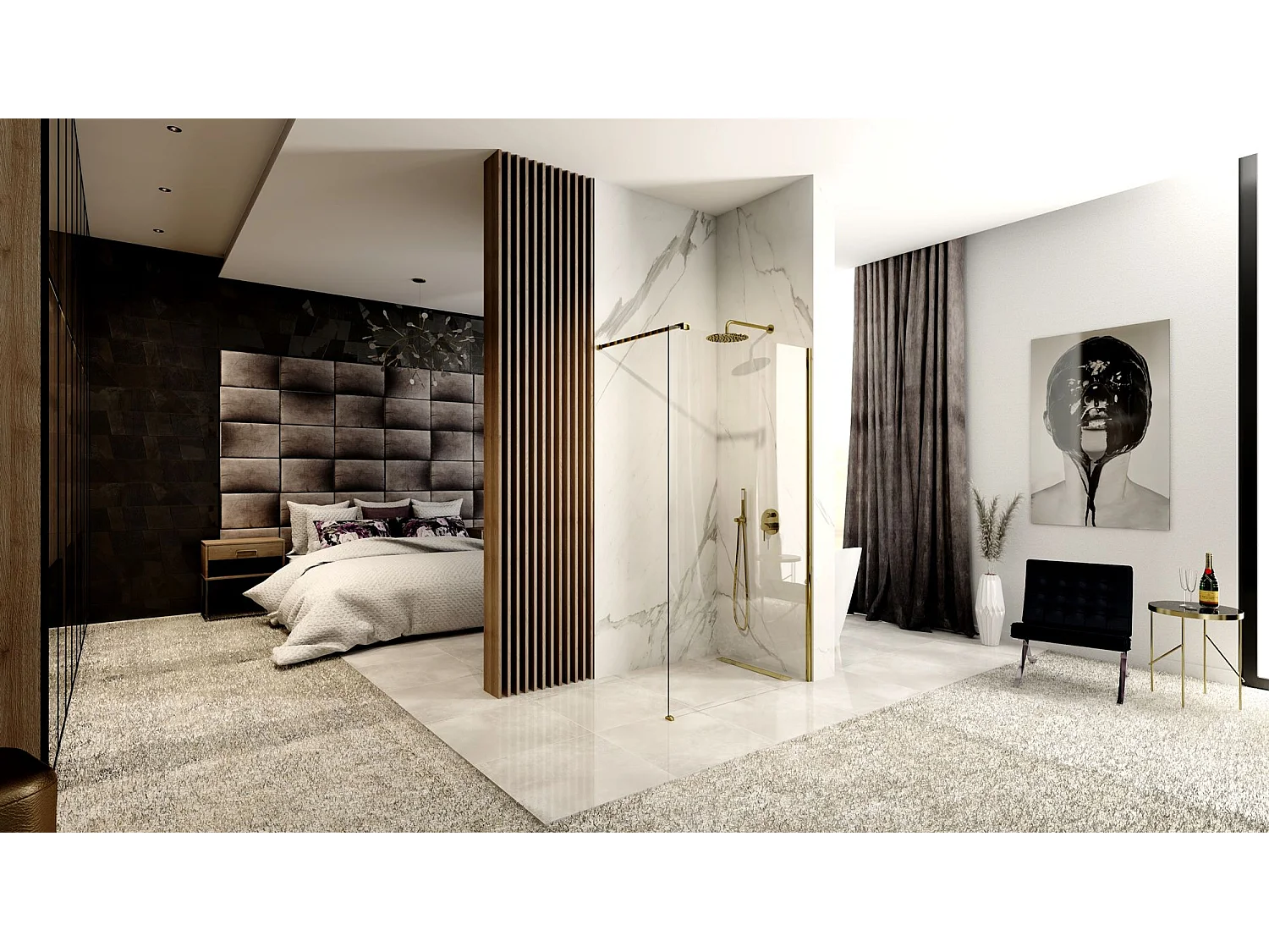 Paroi De Douche Rea Aero Walk In 120 Gold