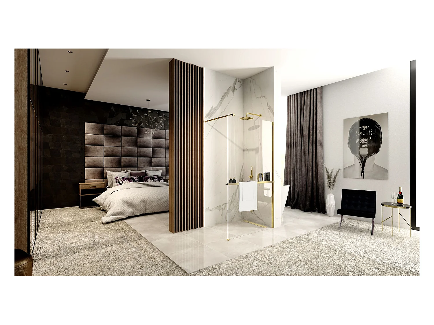 Pared De La Ducha Rea Aero N Walk In 110 Gold + Estantería Evo