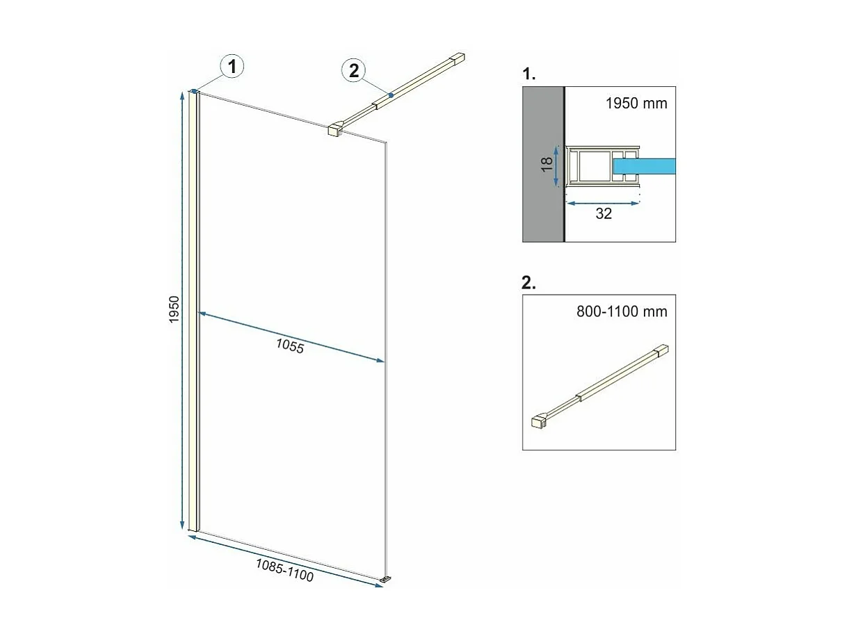 Pared De La Ducha Rea Aero N Walk In 110 Gold + Estantería Evo