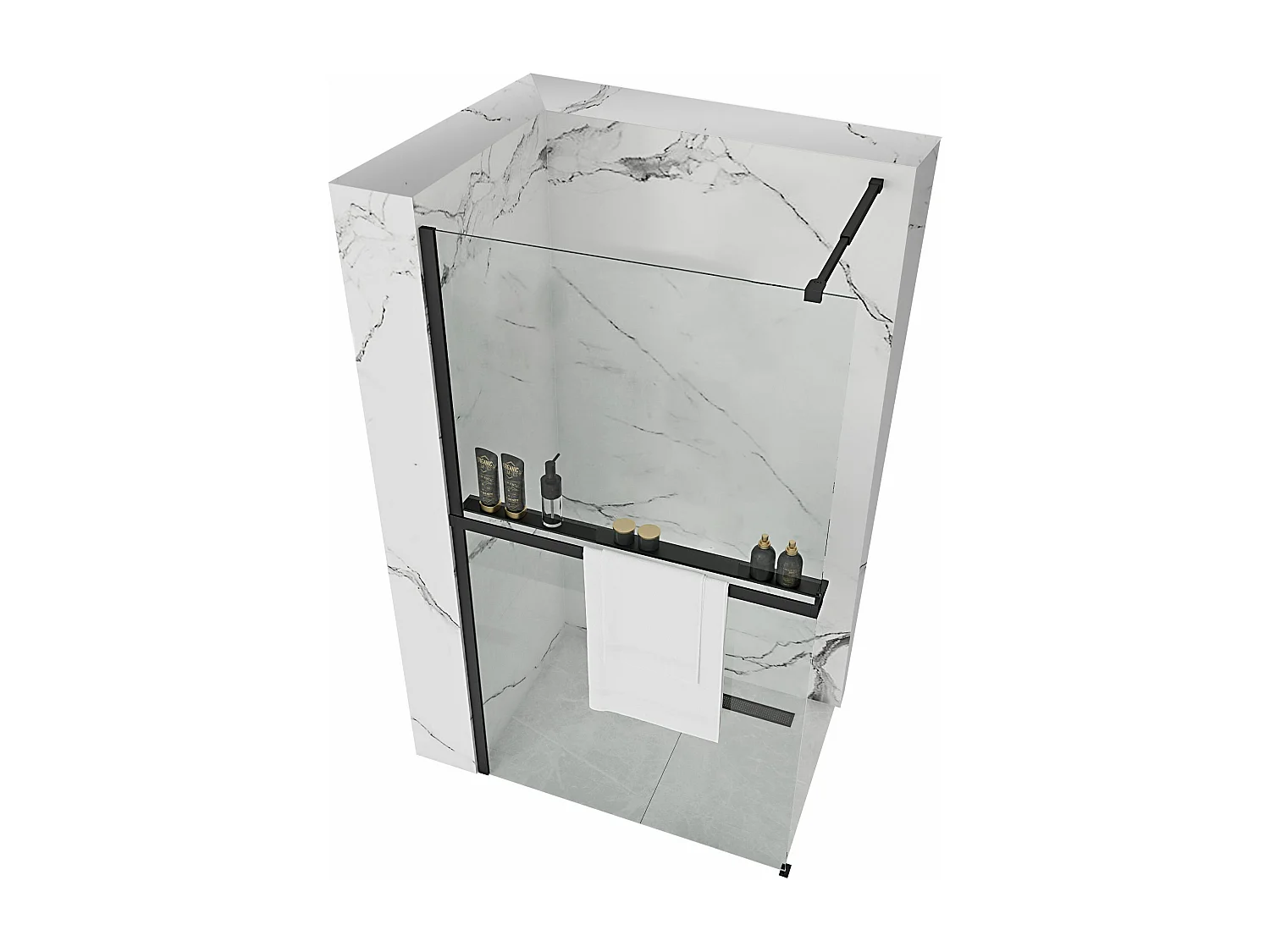 Douchescherm Rea Aero 80 Black + Evo Hanger