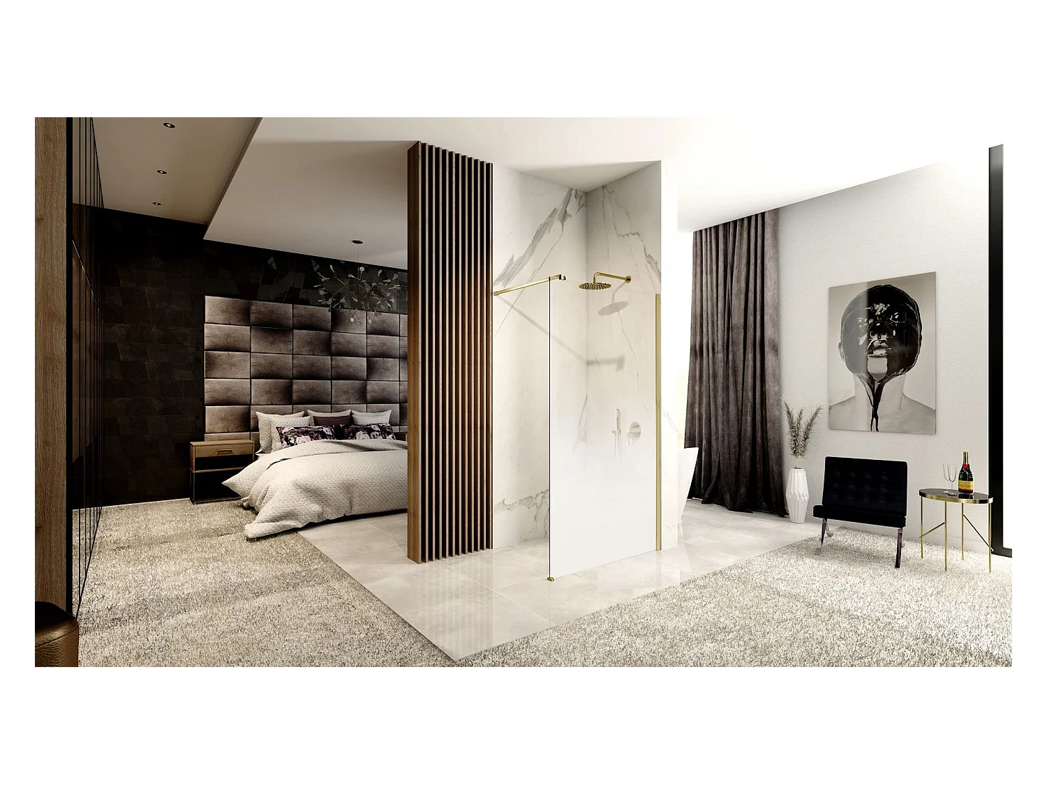 Paroi De Douche Rea Aero Ombre 110 Brush Gold