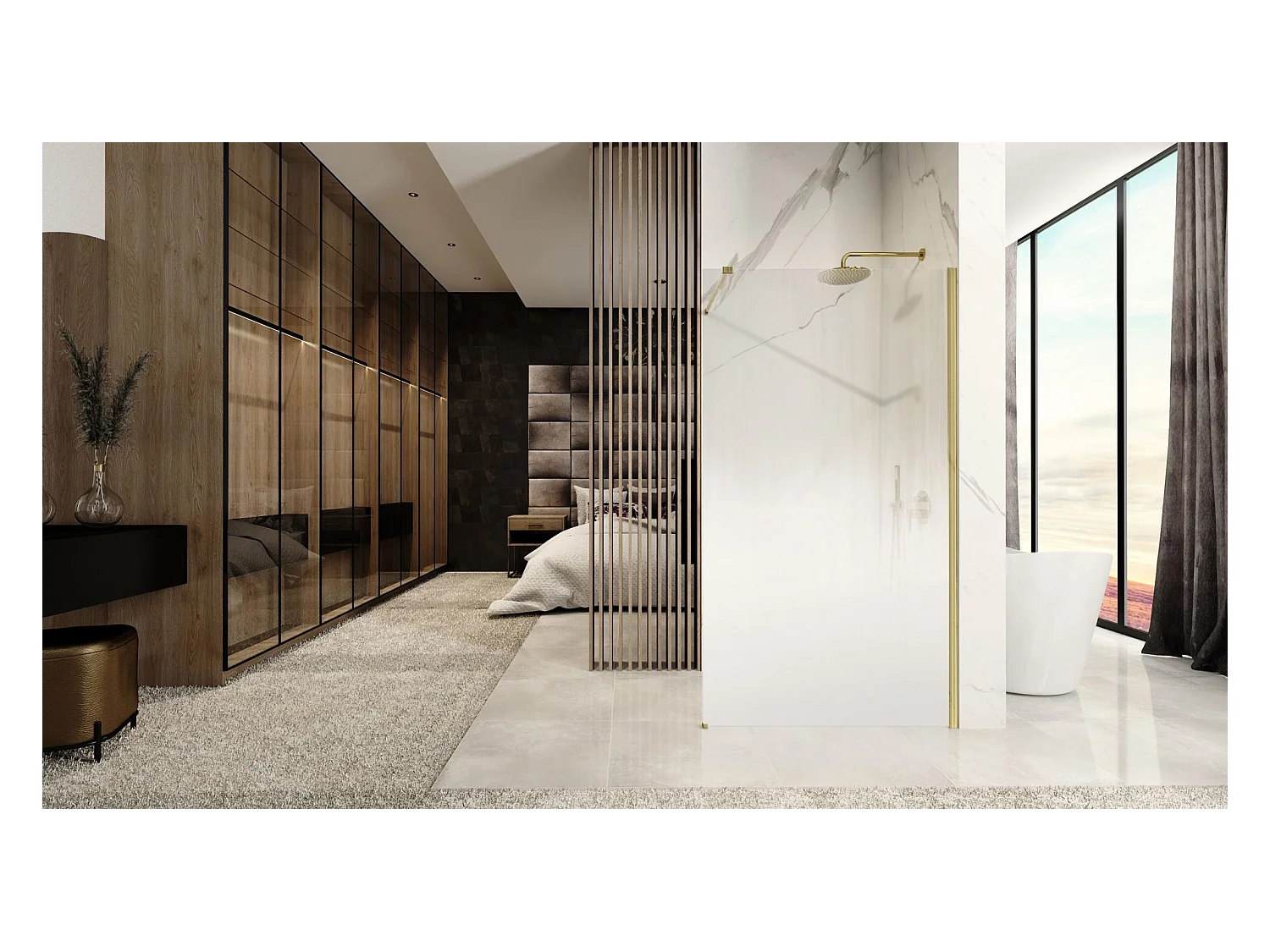 Paroi De Douche Rea Aero Ombre 110 Brush Gold