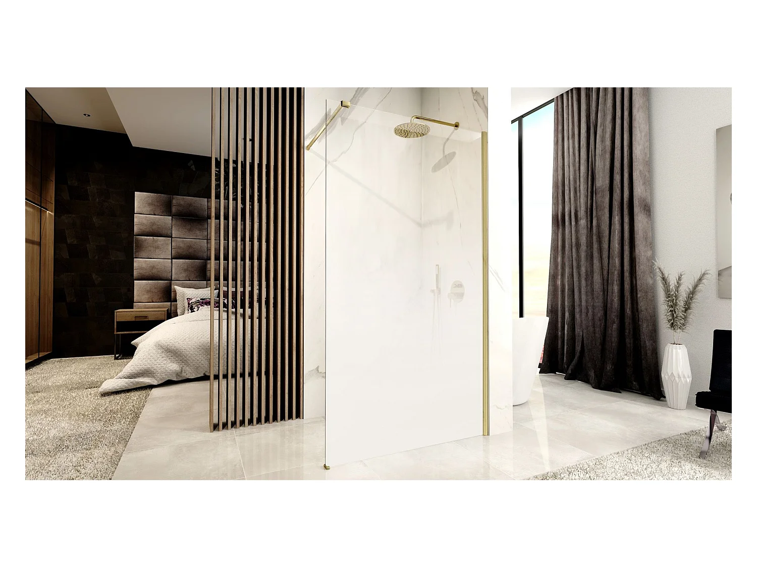 Paroi De Douche Rea Aero Ombre 110 Brush Gold