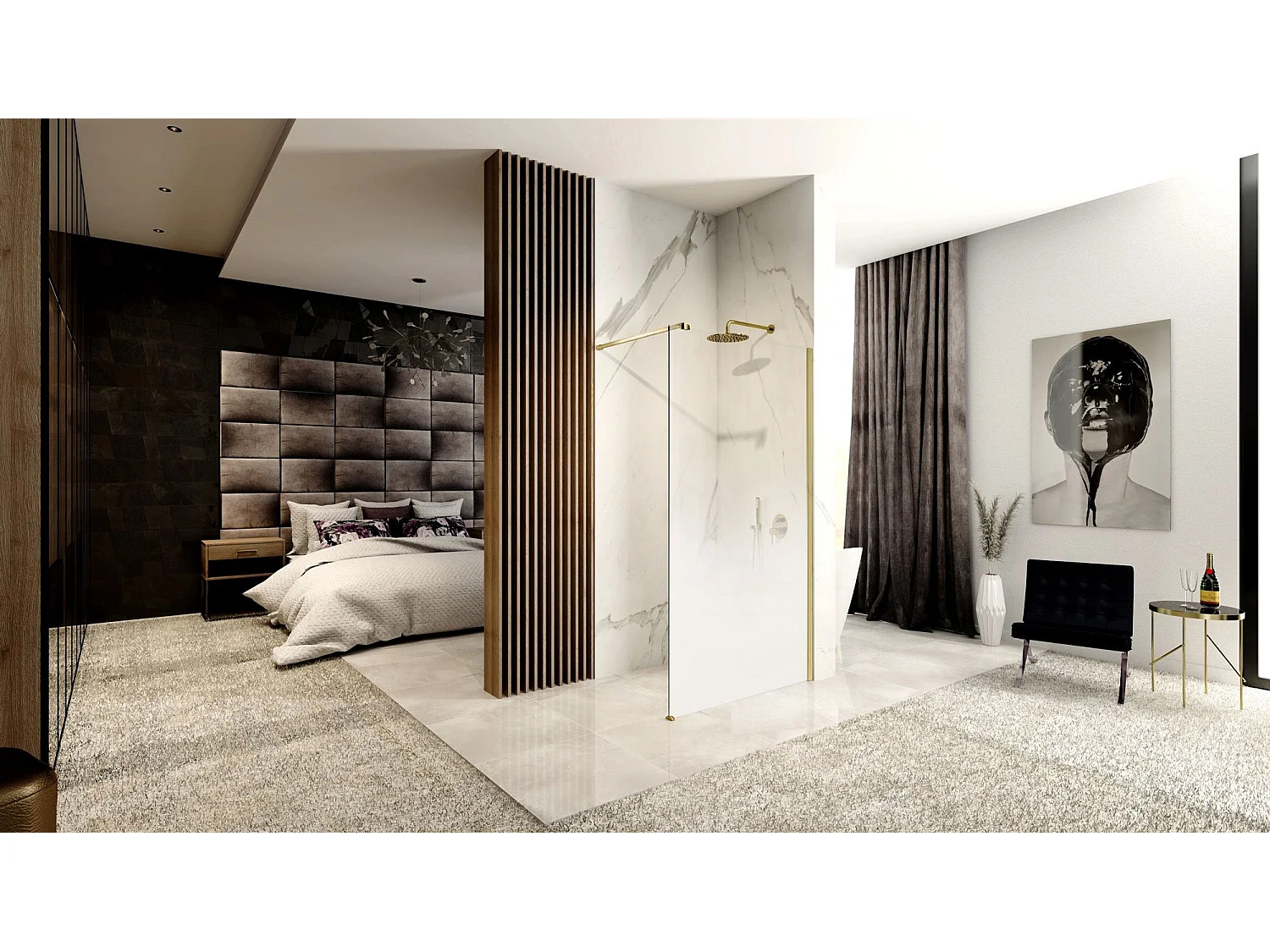 Paroi De Douche Rea Aero Ombre 110 Brush Gold