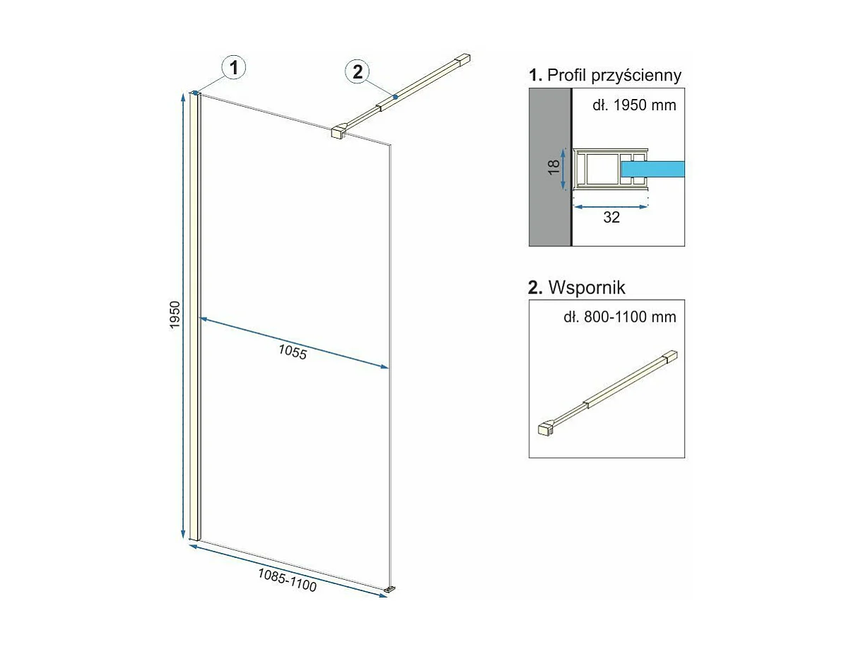 Paroi De Douche Rea Aero Ombre 110 Brush Gold