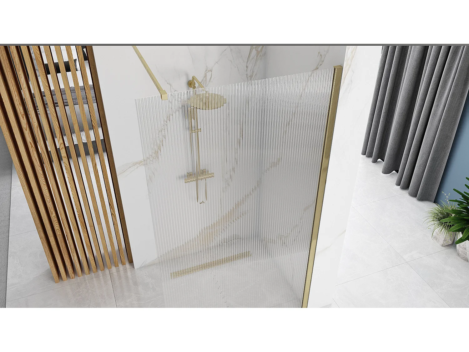 Duschwand Rea Aero Intimo 100 Brush Gold