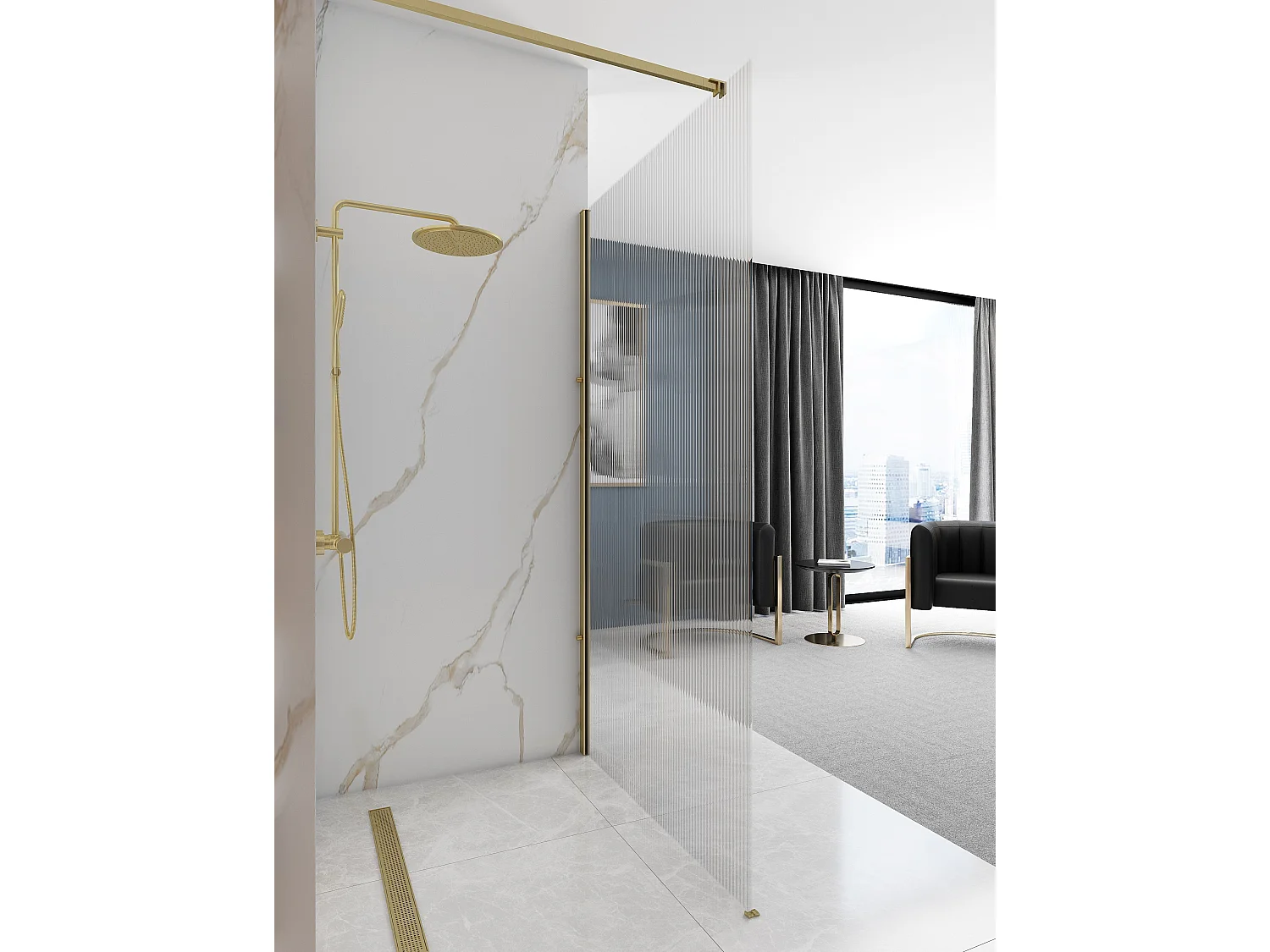 Duschwand Rea Aero Intimo 100 Brush Gold