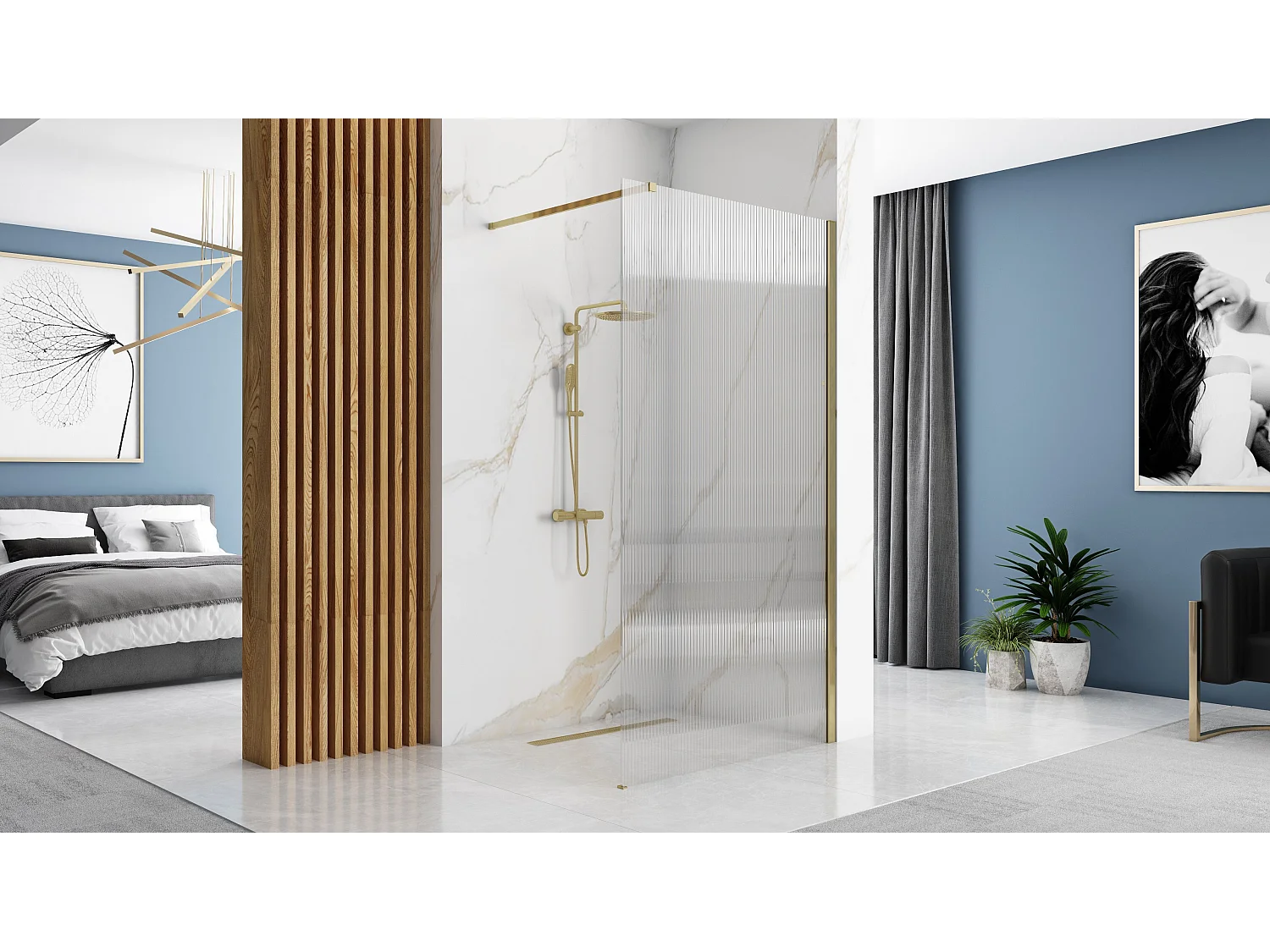 Paroi De Douche Rea Aero Intimo 100 Brush Gold