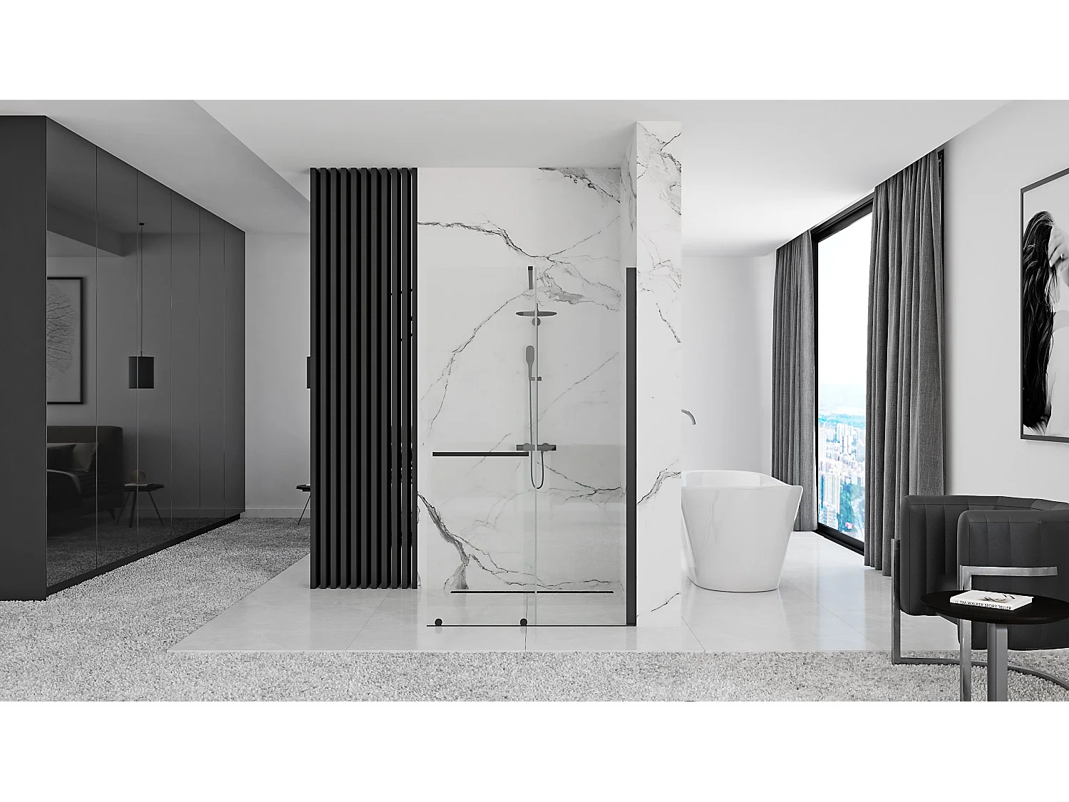 Duschwand Rea Cortis 120 Black