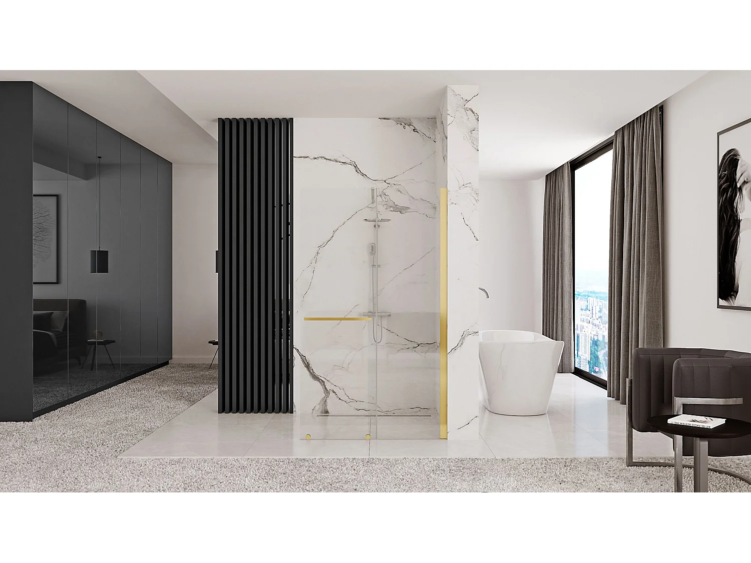 Duschwand Rea Cortis 120 Gold