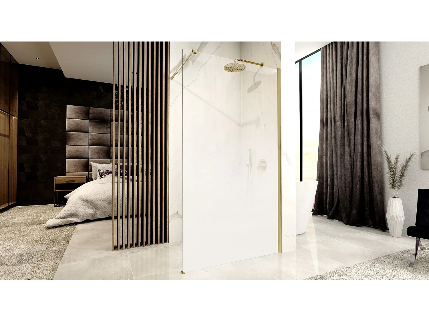 Paroi De Douche Rea Aero Ombre 100 Brush Gold