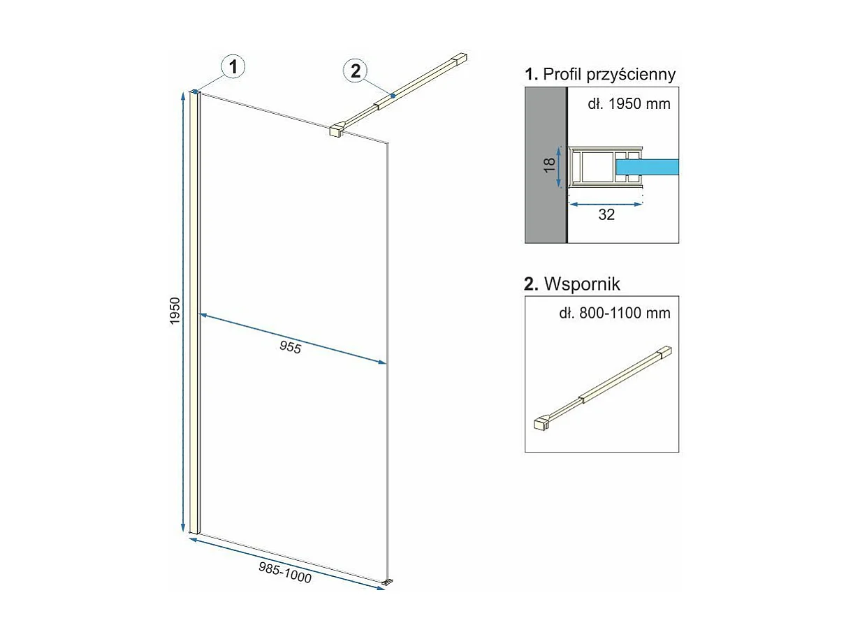 Paroi De Douche Rea Aero Ombre 100 Brush Gold