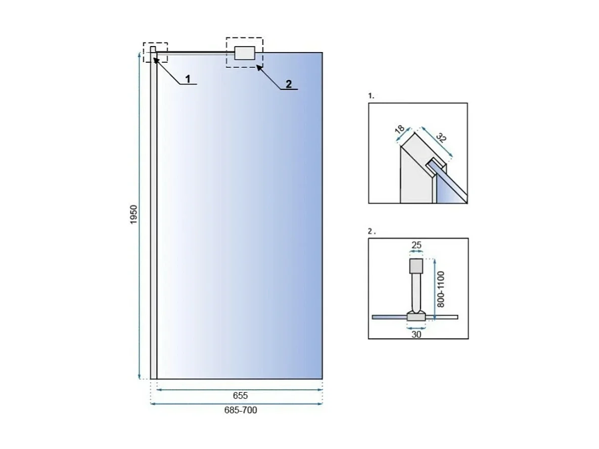 Paroi De Douche Rea Aero N 70 Chrome