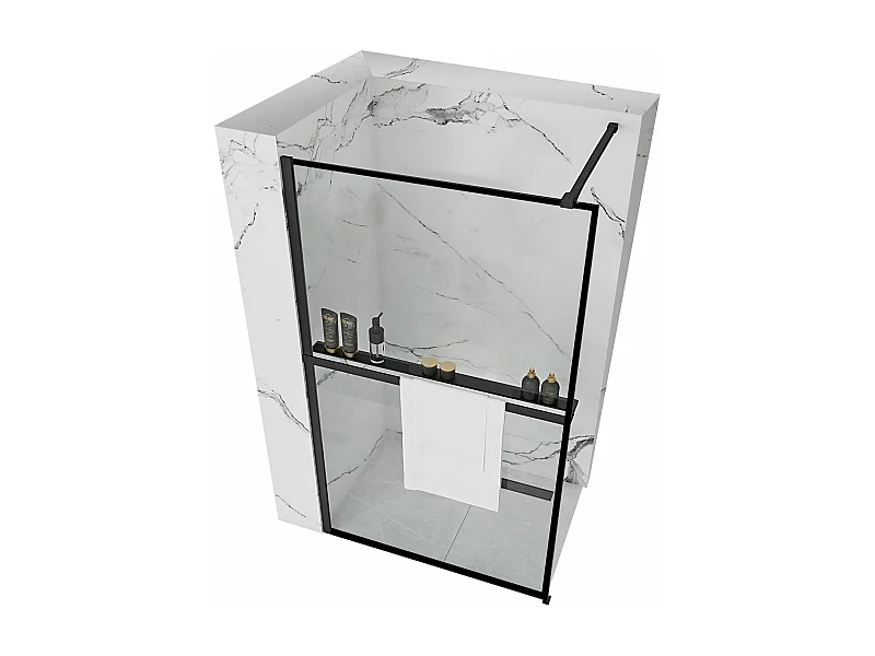 Paroi De Douche Rea Bler 100 Black + Étagère Et Support Evo