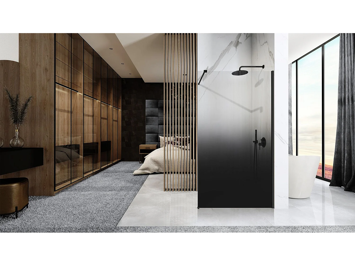 Douchescherm Rea Aero Ombre 110 Black