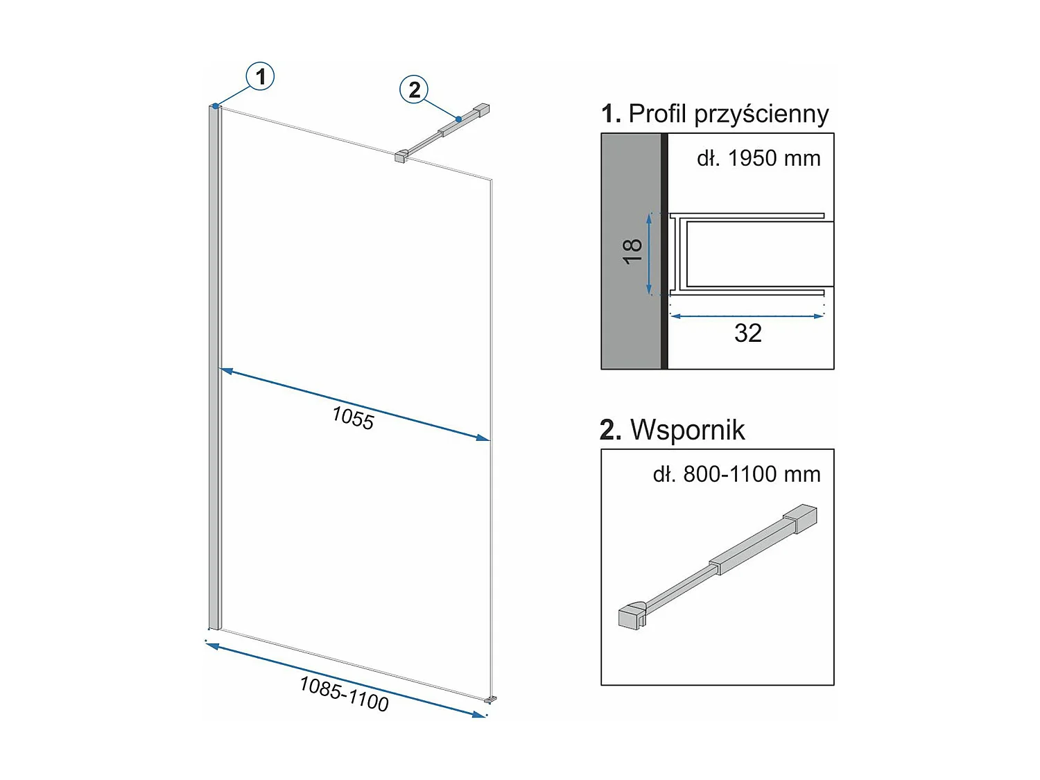 Paroi De Douche Rea Aero Ombre 110 Black