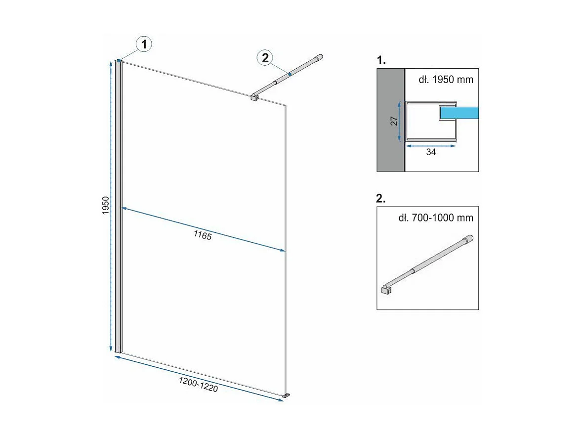 Paroi De Douche Rea Aero Ombre 120 Black