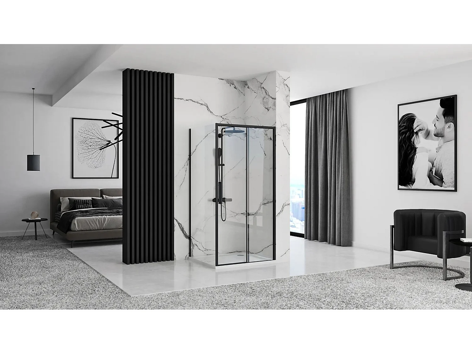 Cabine De Douche Rea Rapid Slide 150X90 Black