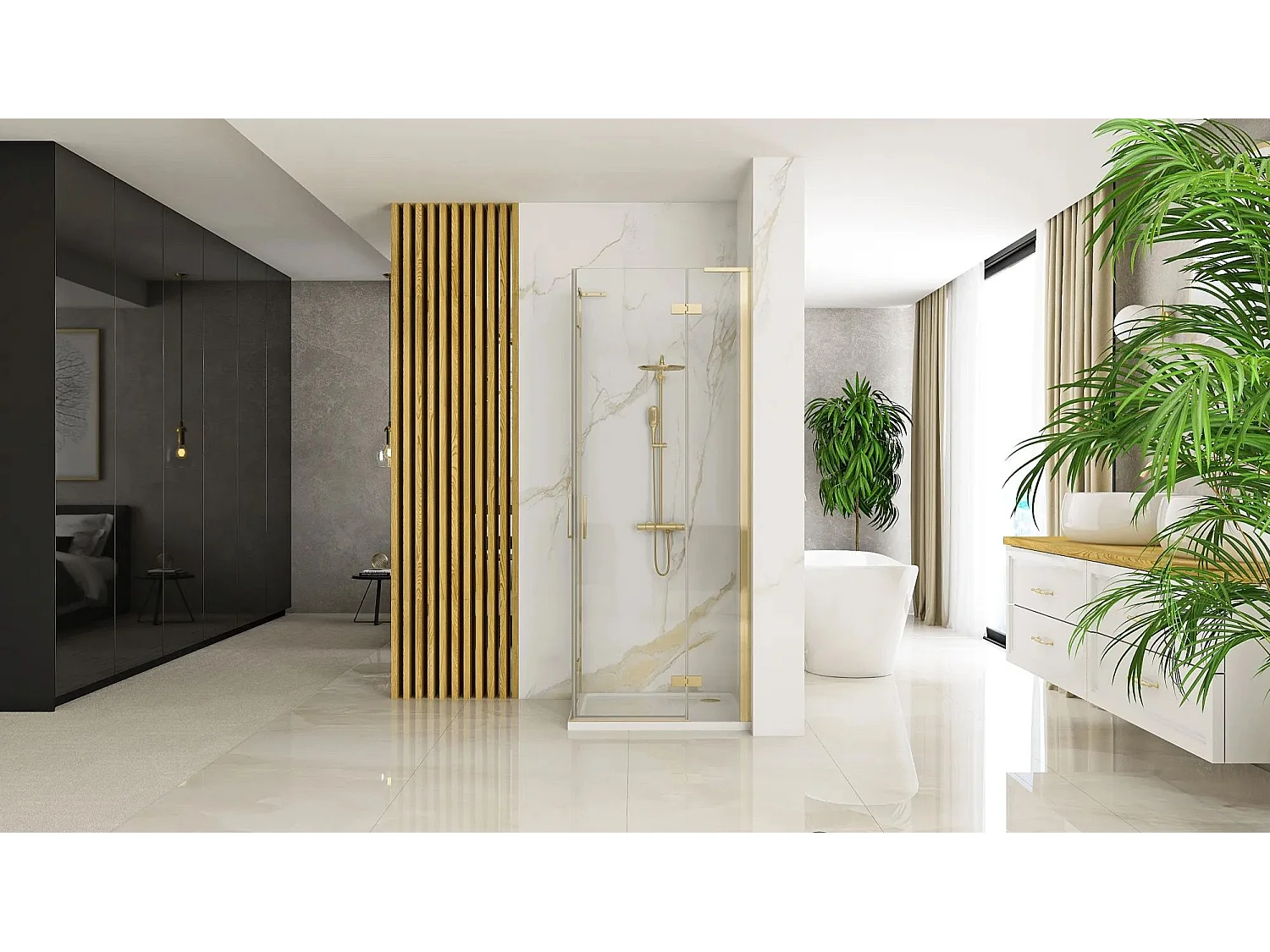 Cabina Doccia Rea Hugo 90X90 Brush Gold