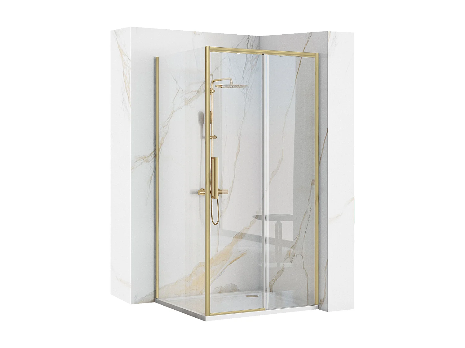 Cabina De Ducha Rea Rapid Slide 140X90 Brush Gold