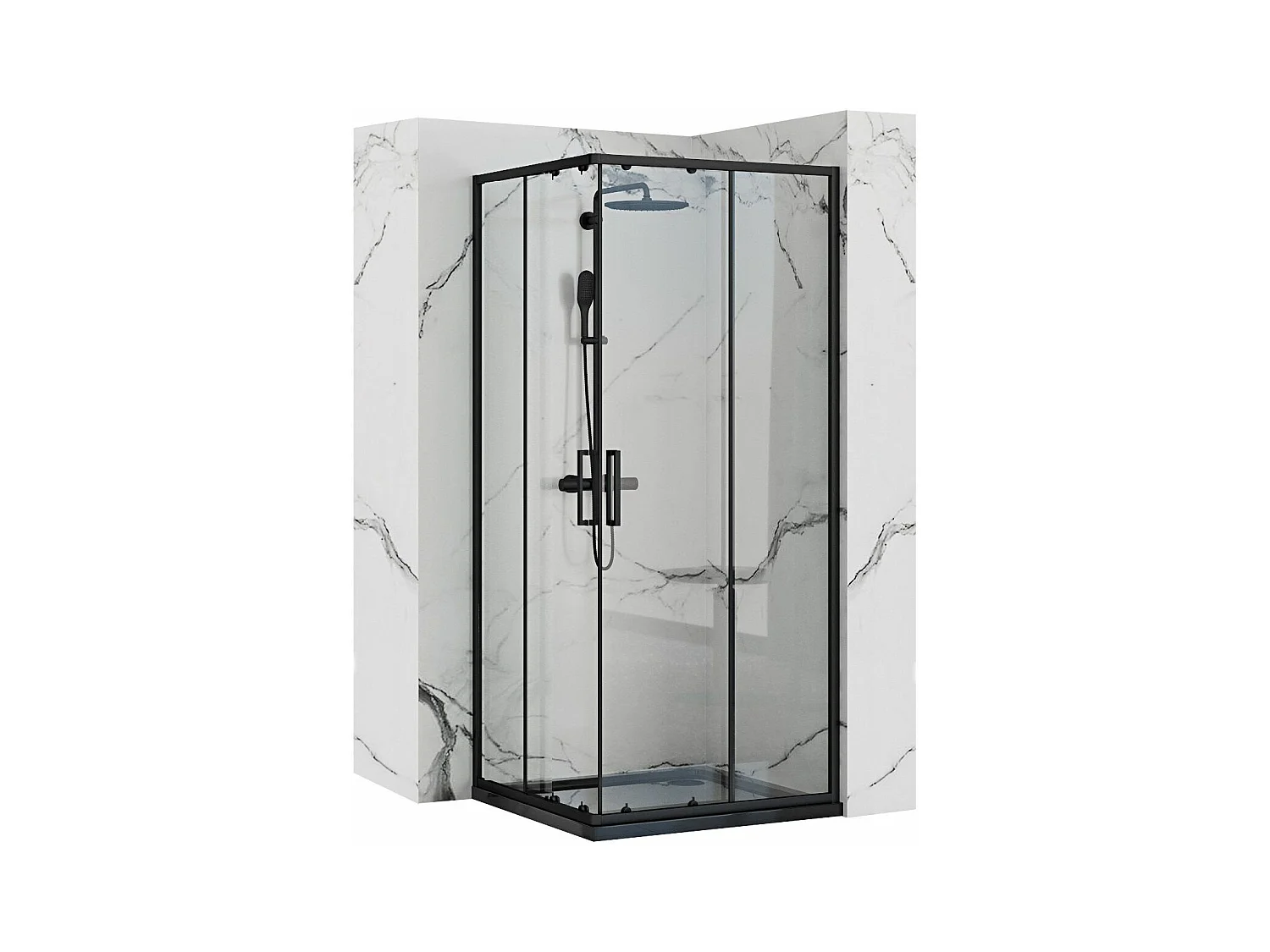 Cabine De Douche Rea Punto 80X80 Black + Receveur De Douche Savoy Black