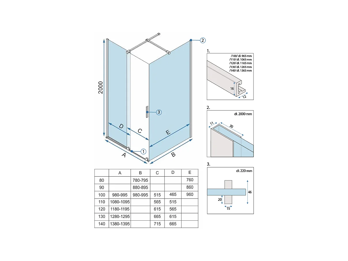 Cabine De Douche Rea Montana 140X100 Brush Gold
