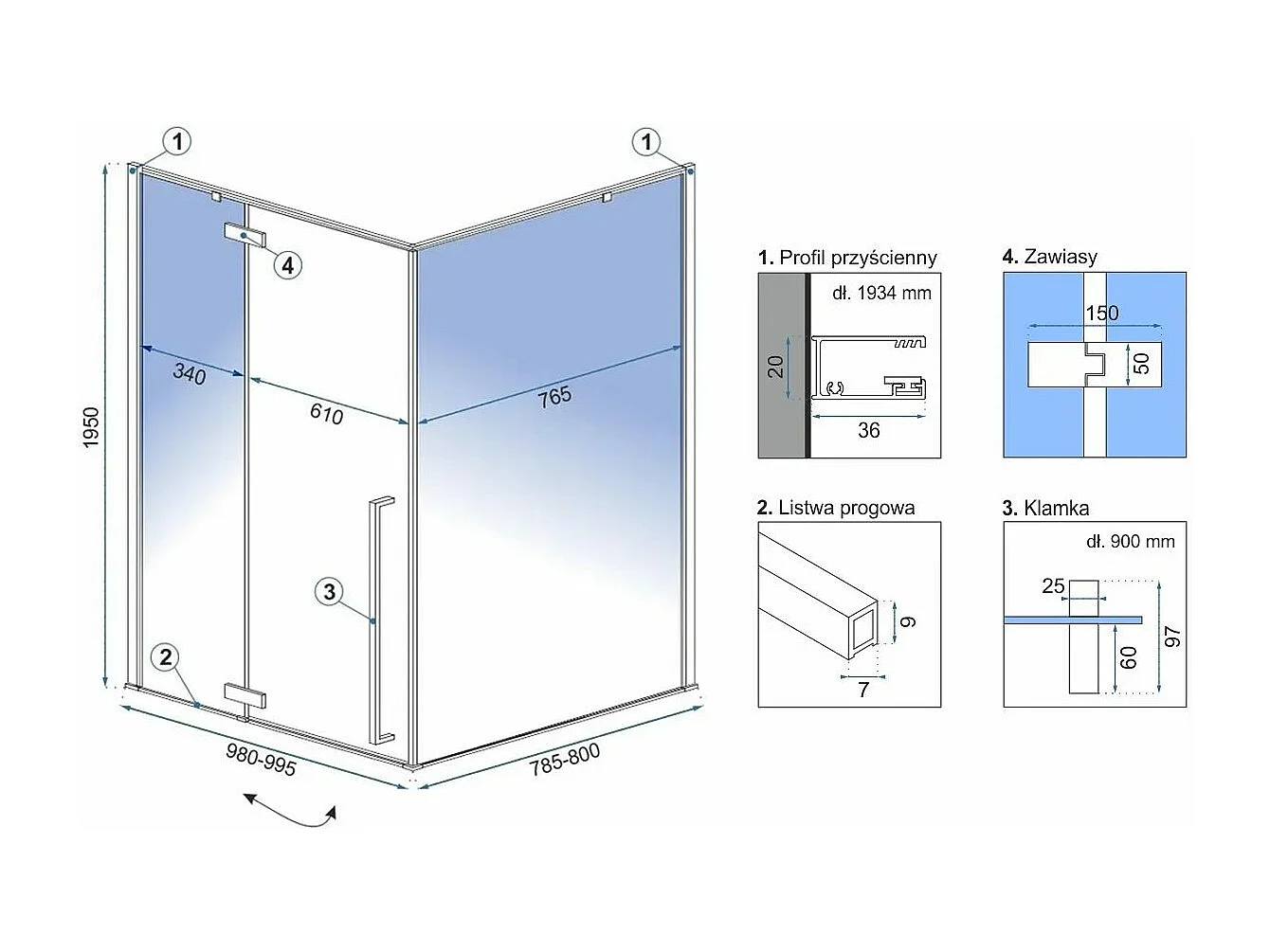Cabina Doccia Rea Fargo 80X100 Gold