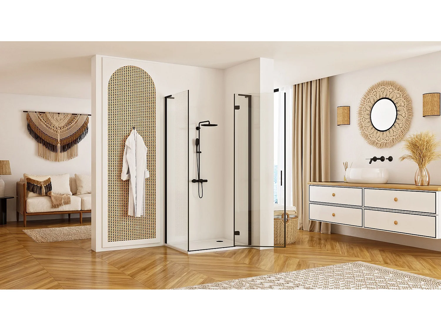 Duschkabine Rea Hugo 100X80 Black