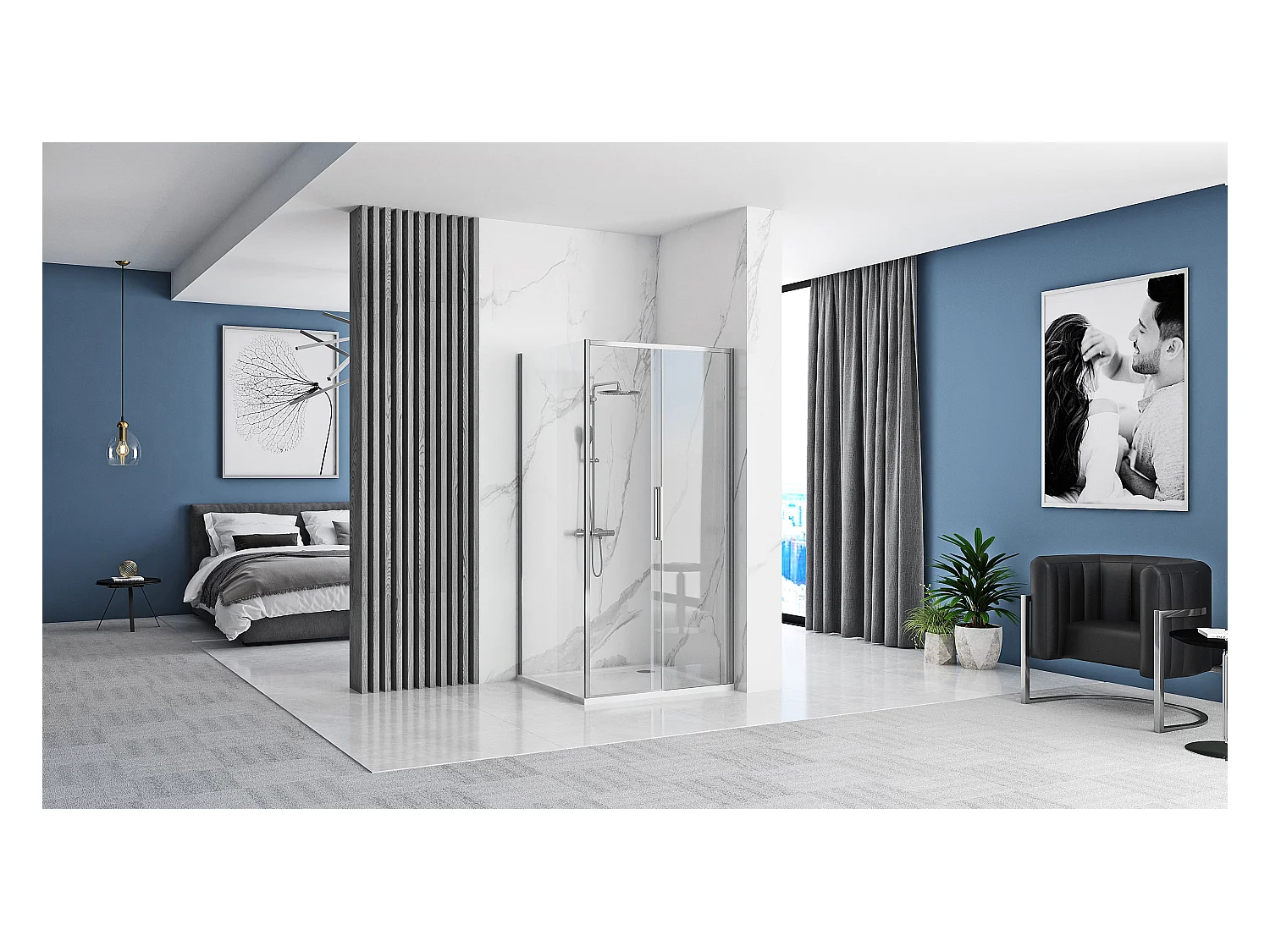 Cabine De Douche Rea Rapid Slide 140X100 Chrome