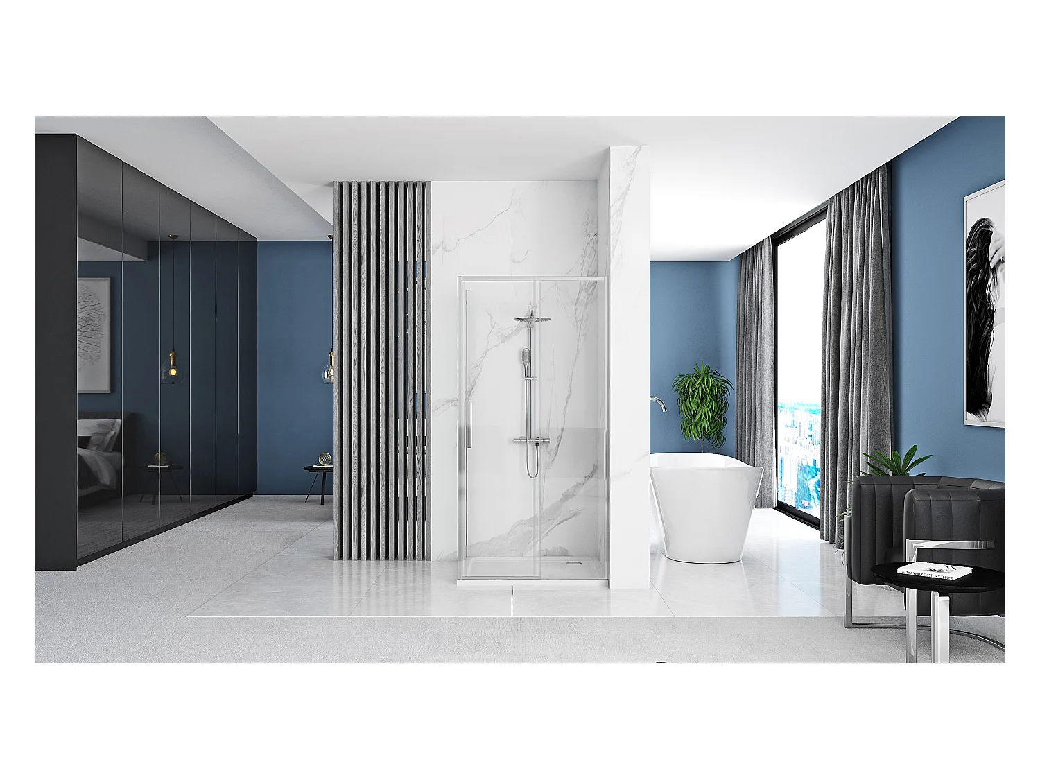 Cabine De Douche Rea Rapid Slide 140X100 Chrome