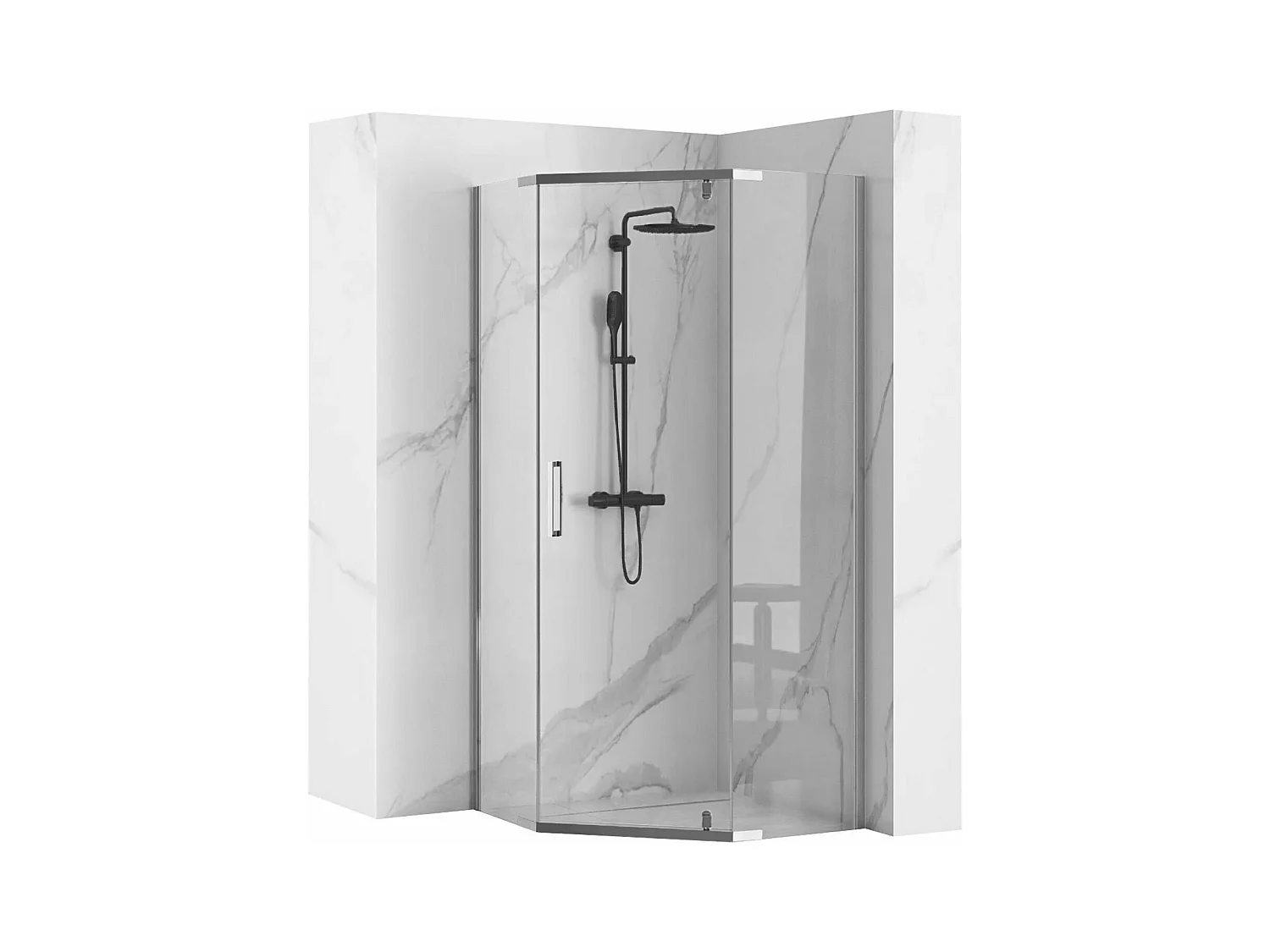 Cabine De Douche Rea Axin 90X90 Chrome + Receveur De Douche Savoy White