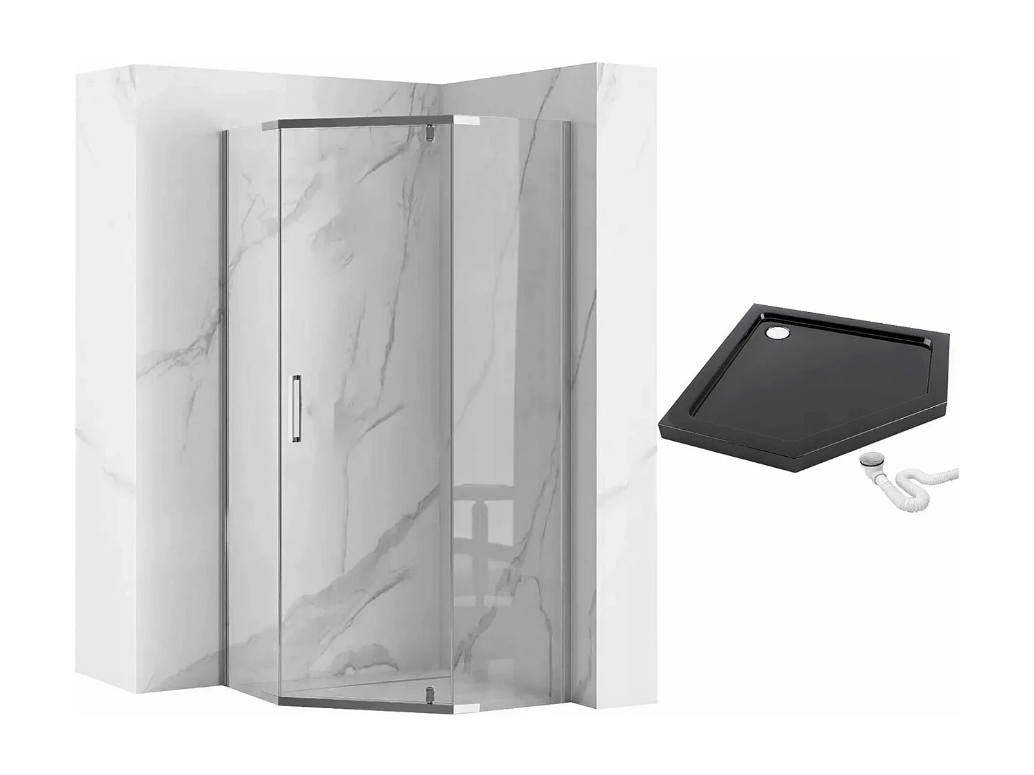 Cabine De Douche Rea Axin 90X90 Chrome + Receveur De Douche Savoy White