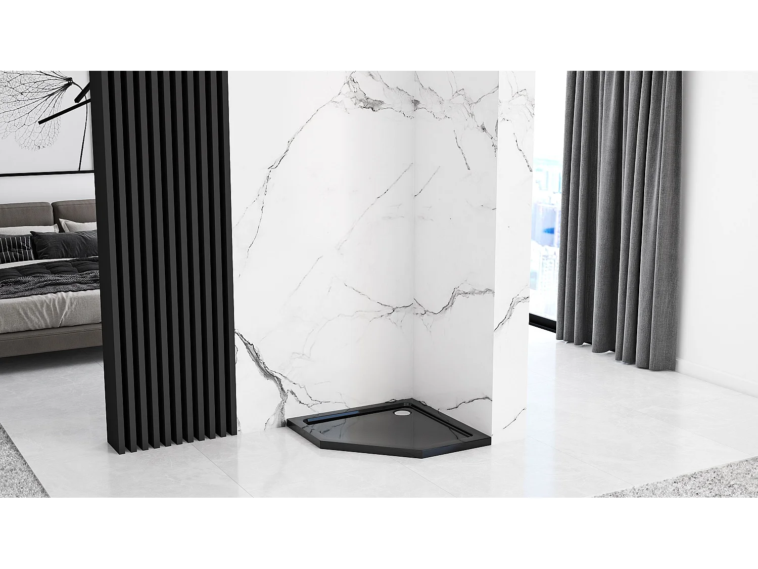 Gabinete De Chuveiro Rea Diamond 80X80 Black