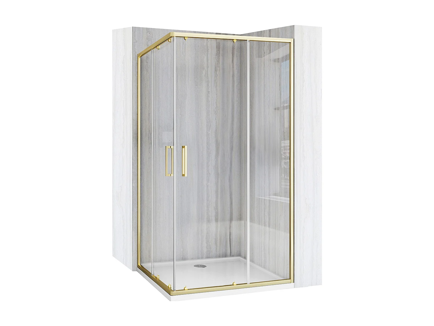 Cabine De Douche Rea City 80X100 Brush Gold
