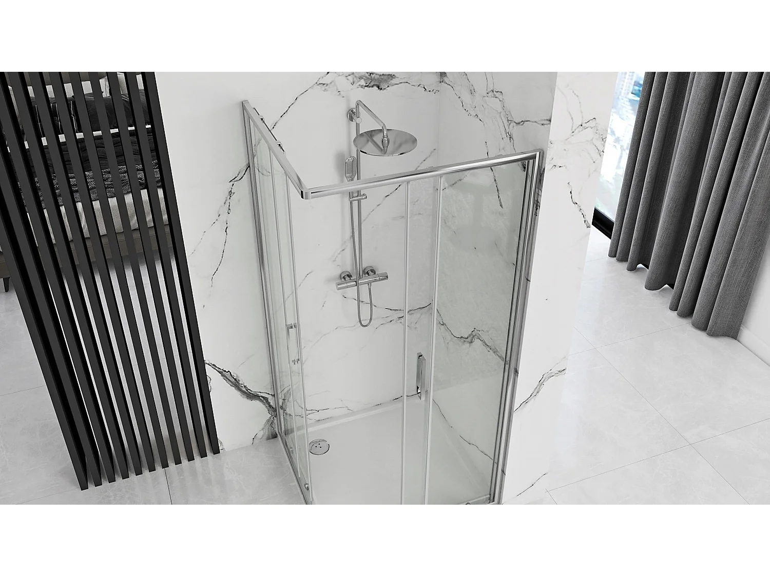 Gabinete De Chuveiro Rea Punto 80X80 Chrome + Bandeja De Duche Savoy White