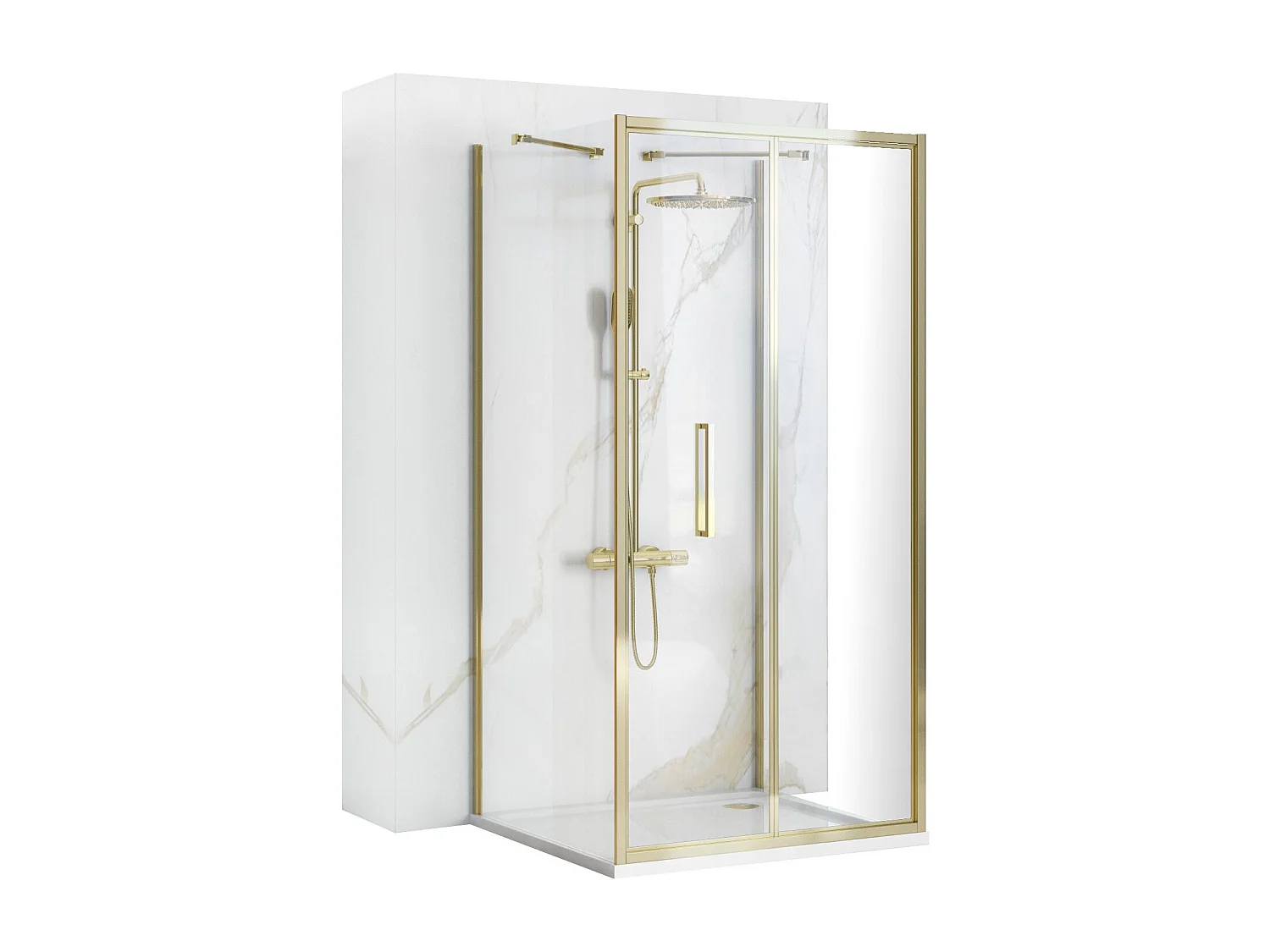 Cabine De Douche Murale Rea Rapid Fold 90X80 Gold