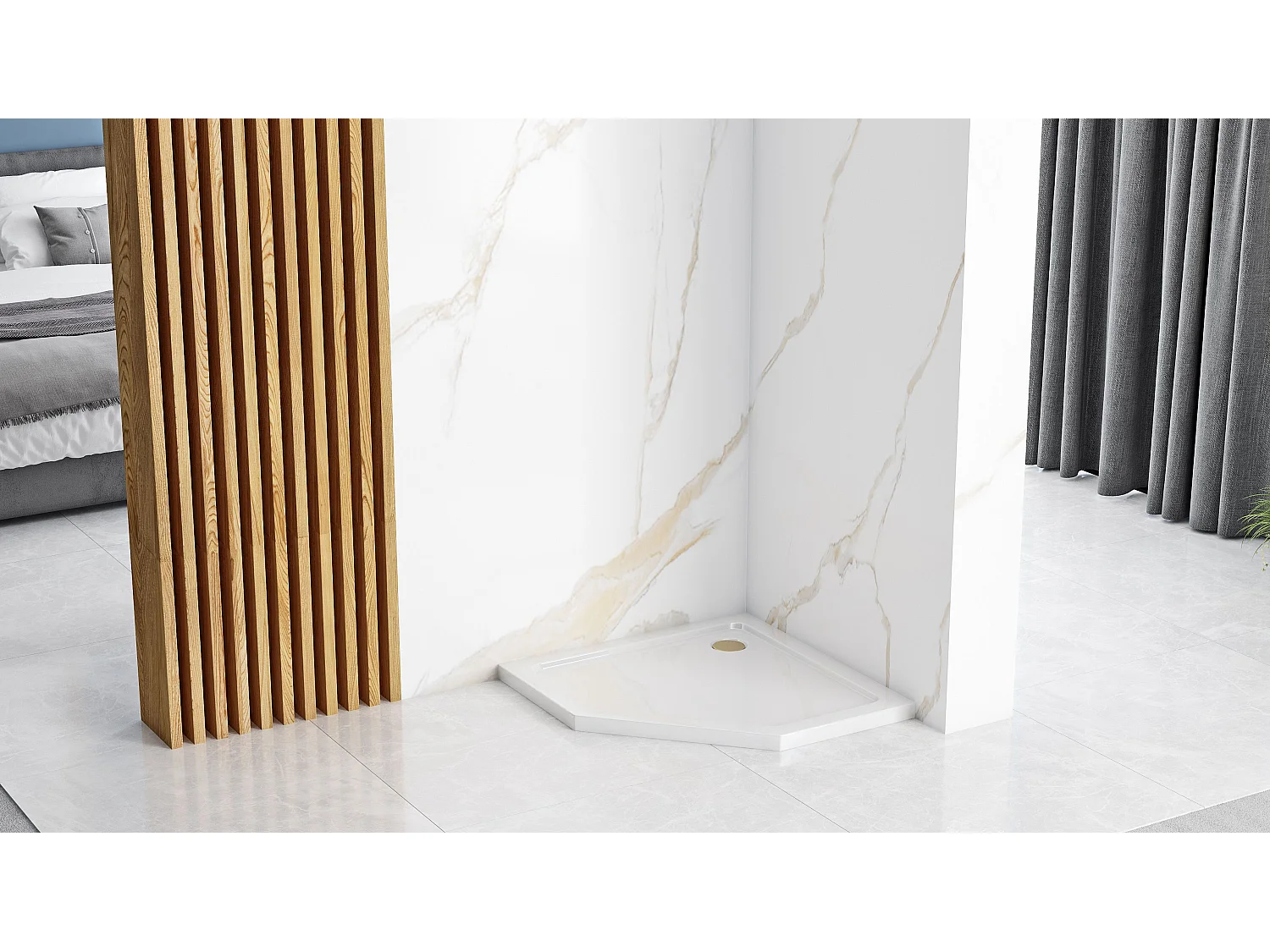 Gabinete De Chuveiro Rea Diamond 90X90 Black + Bandeja De Duche Savoy White